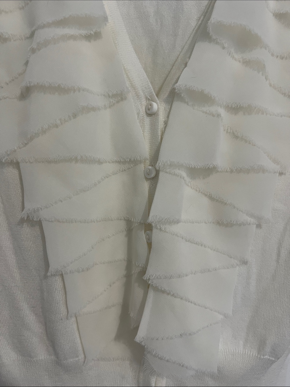 Design History Cream Ruffle Front Cardigan Sweater - Picture 3 of 4